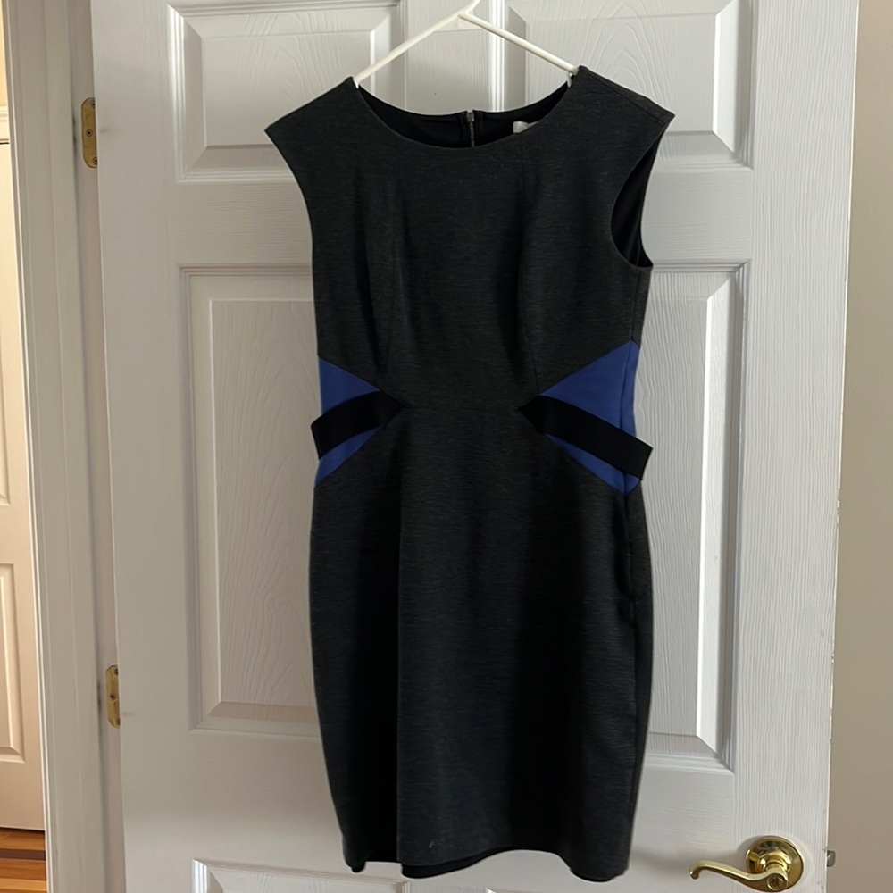 Max & Cleo Mixed Media Grey and Blue Dress